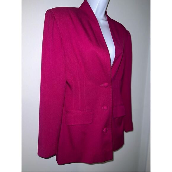 Vtg Women’s 100% Silk Hot Pink Blazer Shoulder Pads 8 - Picture 2 of 11